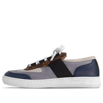 Louis Vuitton (WMNS) LOUIS VUITTON Lous Sneakers Blue Grey with Brown Monogram 1ABUUP