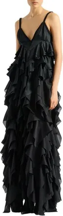 Balmain Satin top with thin straps in Black at Nordstrom, Size 40