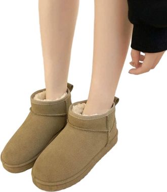 Generic YUJIEBB Snow Boots Womens Short Tube Thickened Cotton Shoes Non-Slip Winter Shoes Student Womens Black