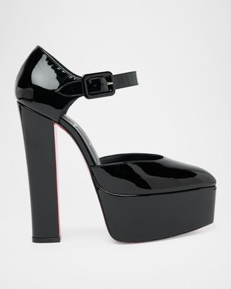 Christian Louboutin 150mm Jenna Patent Leather Platform Pumps