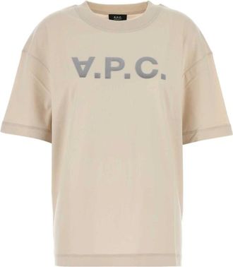 A.P.C. Zandkleurig katoenen oversized T-shirt - Dames - T-shirts - Beige - S - Katoen - Tops