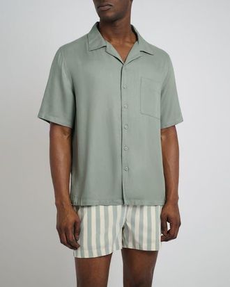 Onia Tencel Vacation Short Sleeve Shirt in Sage at Nordstrom, Size Xx-Large