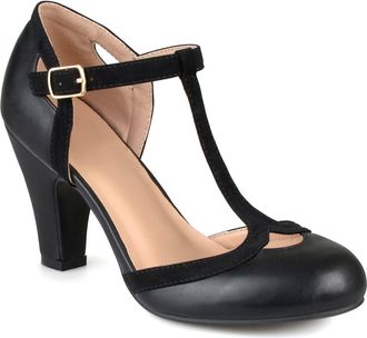 Journee Collection Olina T-Strap Pump - Narrow Width in Black at Nordstrom Rack, Size 7.5
