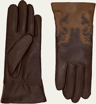 Agnelle Lambskin Patterned Gloves