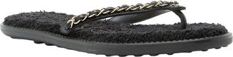 Chanel Womens Leather Terrycloth Chain Cc Thong Sandals - Size 6 / 36 (Authentic Pre-Loved)