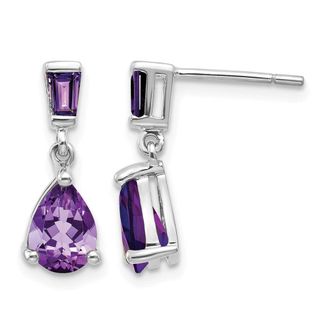Diamond2Deal 14k White Gold Amethyst Dangle Earrings