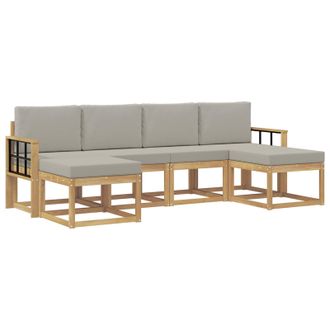 vidaXL Conjunto De Sof&aacute;s De Exterior 6 Pcs Blanco Y Gris Claro Vidaxl