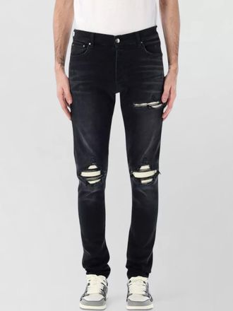 Amiri mx1 ultrasuede distressed five pocket trousers