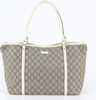 Gucci Brown Leather Coated Canvas Handbag Shoulder Bag Tote Bag (Pre-Owned)