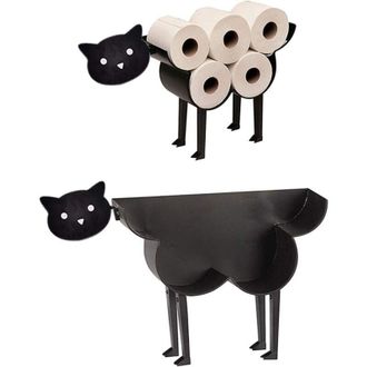 OEM Portarrollos De Papel Higi&eacute;nico De Pie, De Metal Negro, Con Forma De Animal, Decorativo E Innovador, Con Forma De Oveja, Gatito O Perro (gatito)