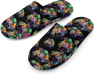 Generic St Day Irish Patricksskull Beer Mens Cotton Slippers Memory Foam Comfort House Shoes Winter Indoor Slipper for Hotel Casa Spa