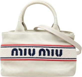 Miu Miu Pre-owned Canvas 2way Handbag - Dames - Vintage Shopper - Beige - ONE Size - Vintage