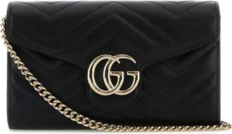 Gucci Black Leather Gg Marmont Wallet