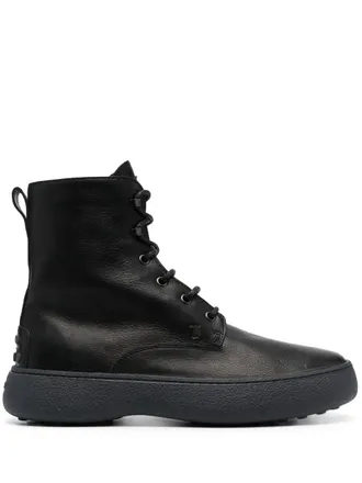 Tod's W.G. lace-up boots - men - Calf Leather/Rubber/Calf Leather - 10 - Black