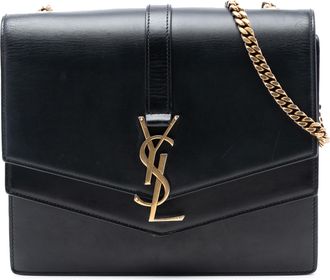 Saint Laurent Pre-owned Womens Medium Leather Monogram Sulpice Crossbody - Black - One Size