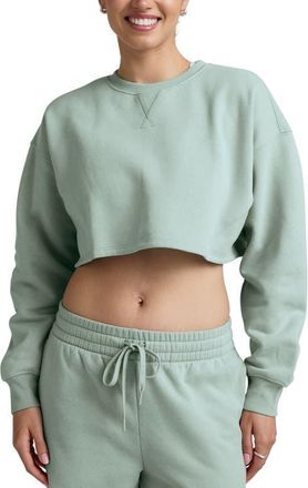 Beyond Yoga LuxeFleece Boxy Crop Sweatshirt in Pale Blue at Nordstrom, Size X-Large