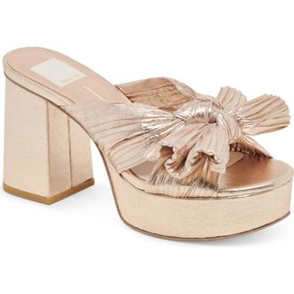 Dolce Vita Blare Platform Slide Sandal in Platinum Satin at Nordstrom, Size 6.5