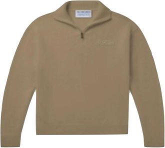 MC2 Saint Barth Lamswol Half-Zip Trui voor Heren - Heren - V-hals truien - Beige - M - Wol - Truien & Vesten