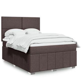 vidaXL Cama Box Spring Con Colch&oacute;n Tela Marr&oacute;n Oscuro 140x200 Cm Vidaxl