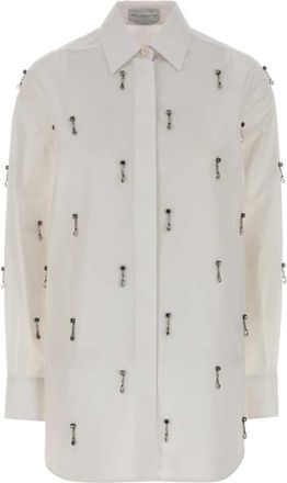Stella McCartney Crystal Emb Poplin Shirt - Dames - Overhemden - Wit - M - Katoen - Overhemden
