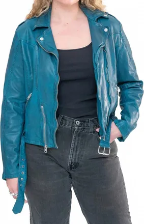 Mauritius Wild Leather Jacket In Teal
