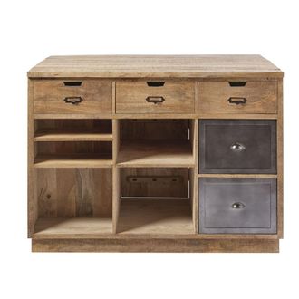 Maisons du monde Isla central de mango macizo y metal gris