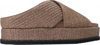 Roam Womens Cross Stack Raffia Platform Sandals In Natural