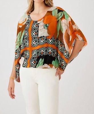 Karen Kane Womens Blouson Scarf Top In Floral
