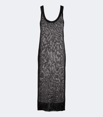 Alaia Ala&iuml;a Semi-sheer linen and silk midi dress