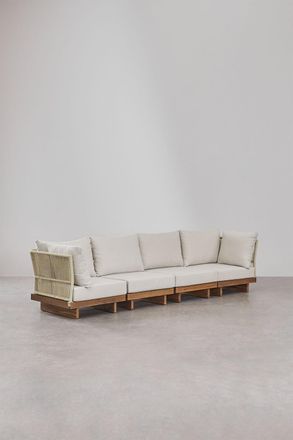 Sklum Sklum - Sof&aacute; Modular De Jard&iacute;n De 4 Piezas Con 2 Sillones Esquineros En Madera De Acacia Dailin