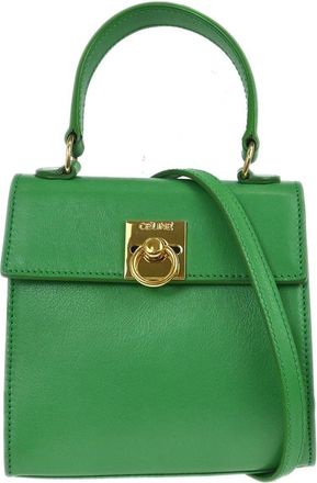 Celine Handbag Leather Green Leather Handbag (Pre-Owned)