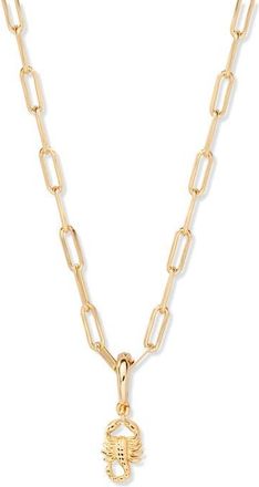 Brook & York Aries Zodiac Charm Paperclip Necklace in Gold/scorpio at Nordstrom