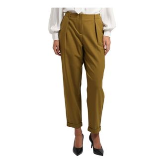 iBlues Pantalones de Pinzas El&aacute;sticos - Trousers - Mujer - Verde - 2XS