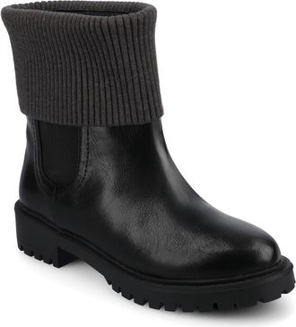 Journee Collection Isabeau Knit Collar Chelsea Boot - Wide Width Available in Black at Nordstrom Rack, Size 9.5