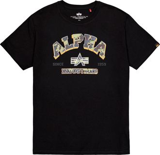 Alpha Industries T-Shirt ALPHA INDUSTRIES College Camo T-Shirt, Herren, Gr. XXL, schwarz, Obermaterial: 100% Baumwolle, Shirts T-Shirt
