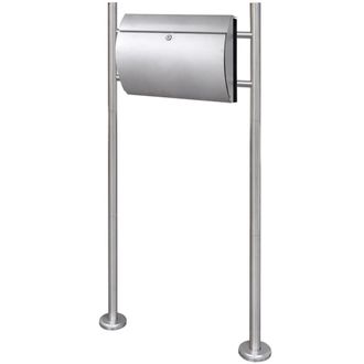 Berkfield Home Mailbox on Stand Stainless Steel in Silver