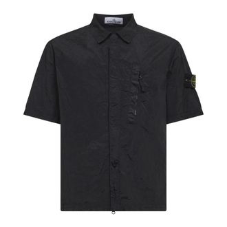 Stone Island Short Sleeve Shirts, male, Blue, Size: S Shirts