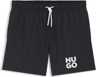 HUGO BOSS Quick-dry swim shorts with printed stacked logo