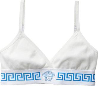Versace Cotton-Jersey Triangle Bralette - Dames - BHs - Wit - XL - Katoen - Ondergoed