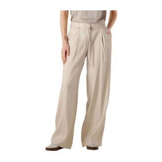 Summum Dames, Broeken, Beige, Maat: S Linnen