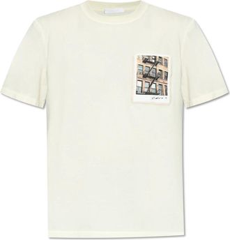 Helmut Lang T-shirt met zak - Heren - T-shirts - Beige - M - Katoen - Tops