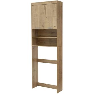 ML Design Ml-design - Ecd Germany Armario De Lavadora / Secadora Organizador Con 2 Puertas Y 2 Compartimentos Abiertos 63 X 24 X 187 Cm Madera De Roble Mdf Mueb