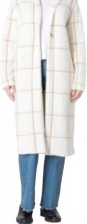 Dex Clothing Womens Longline Soft Sweater Coat In Cream