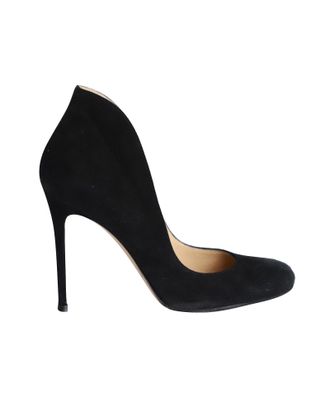 Gianvito Rossi Pre-owned Womens Round-toe Flared Pumps in Black Suede - Size EU 37