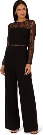 Adrianna Papell Womens Knit Crepe Jumpsuit - Black - Size 14 UK