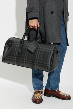 Burberry Leather Travel Bag, Mens, Grey
