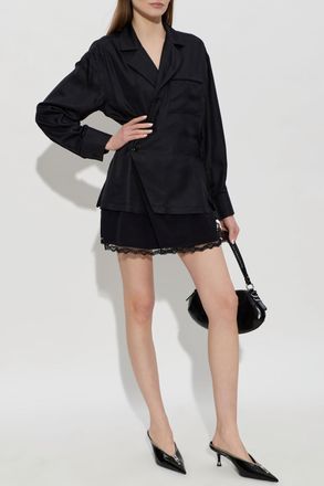 Alexander Wang Dress With Lace Trim, Womens, Black