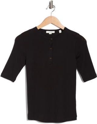 Vince Elbow Sleeve Henley in Black at Nordstrom Rack, Size X-Large