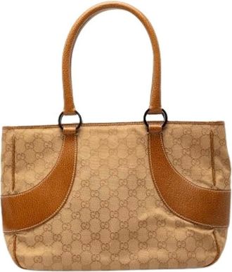 Gucci Pre-owned Handbags, female, Beige, Size: ONE SIZE Pre-owned Canvas Tote