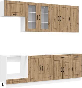 vidaXL Unidad De Cocina Kalmar 8 Uds. Roble Artisan Vidaxl